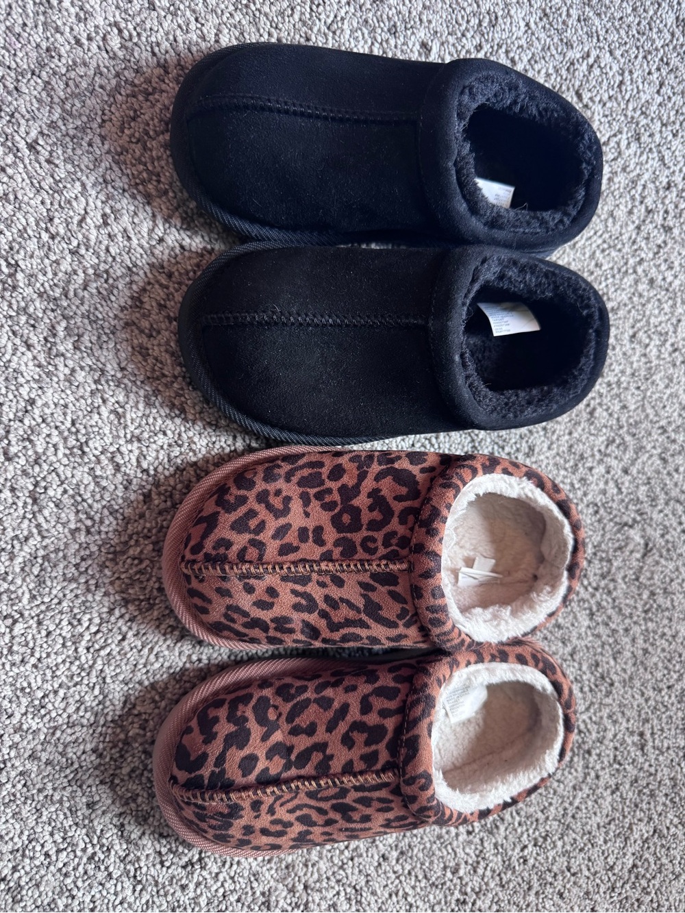 Cat & Jack Kids Cozy Slip-On Slippers in Black and Leopard